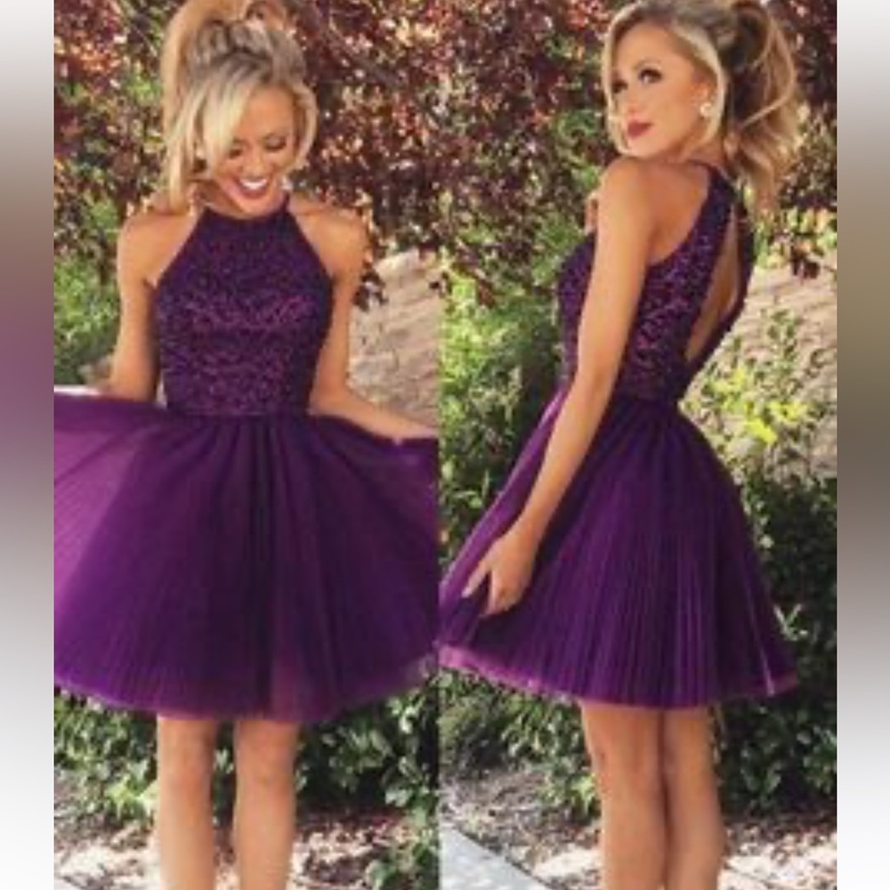 SHORT PURPLE HOMECOMING DRESS